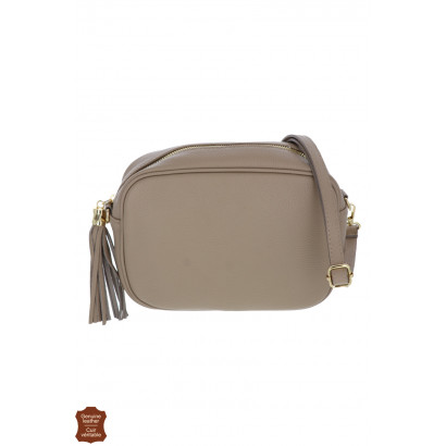 ANNY, SAC BANDOULIÈRE CUIR AVEC POMPOM