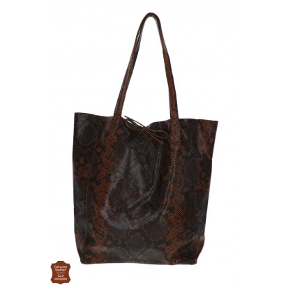 THAÏS, SAC SHOPPING DAIM, MOTIF SERPENT & POCHETTE