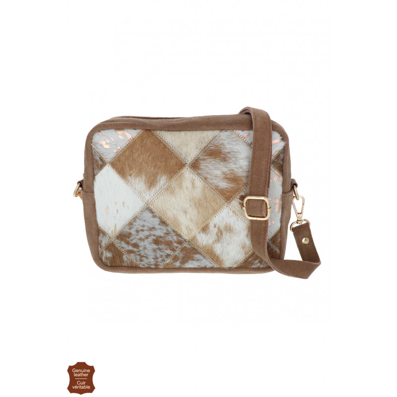 TILA, SUEDE SHOULDER BAG, PATCHWORK & METALLIZED P