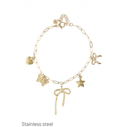 STAINLESS STEEL BRACELET WITH CHARMS PENDANT