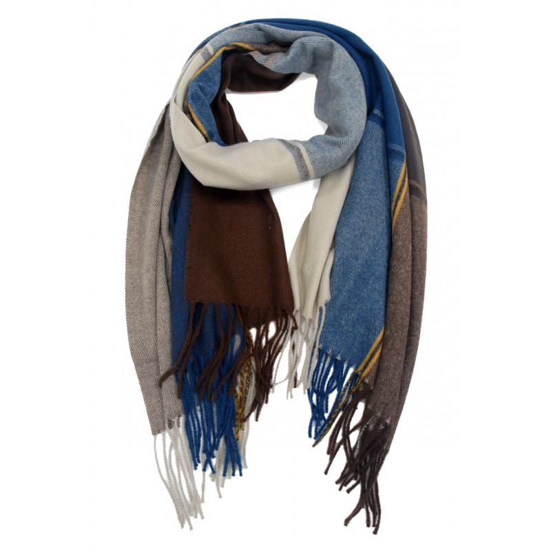 WOVEN WINTER SCARF WITH STRIPES WITH FRINGES