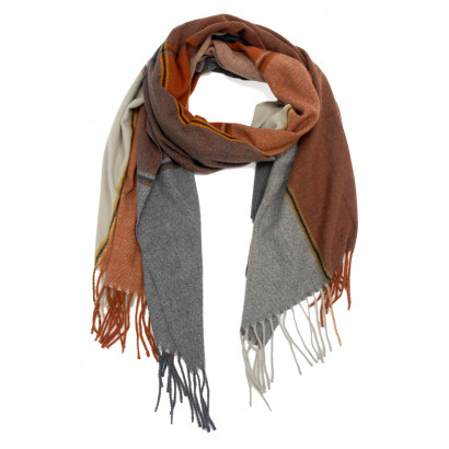 WOVEN WINTER SCARF WITH STRIPES WITH FRINGES