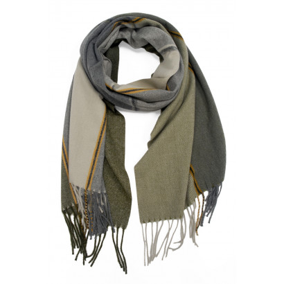 WOVEN WINTER SCARF WITH STRIPES WITH FRINGES