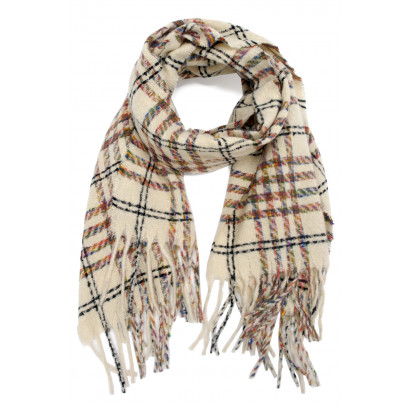 WOVEN WINTER SCARF WITH STRIPES WITH FRINGES