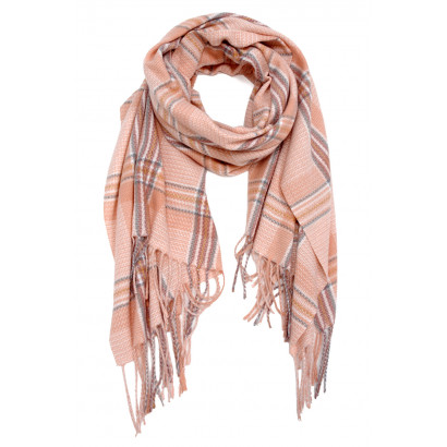 KNITTED SCARF WITH STRIPES & FRINGES