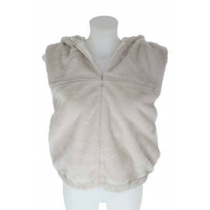 FUR WAISTCOAT WITH POCKETS AND HOOD