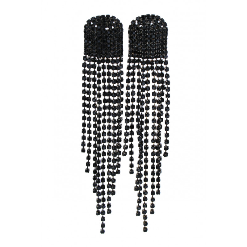 EARRINGS ROUND SHAPE WITH RHINESTONES & FRINGES