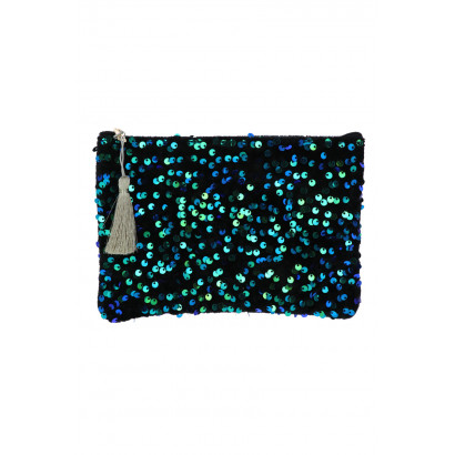 POCHETTE/TROUSSE AVEC PAILLETTES ET POMPON