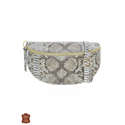 SANA, SAC BANANE CUIR, COULEUR UNIE, EFFET SERPENT