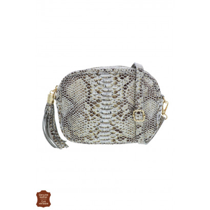 CLARA, SAC BANDOUL. CUIR BRILLANT ET EFFET SERPENT