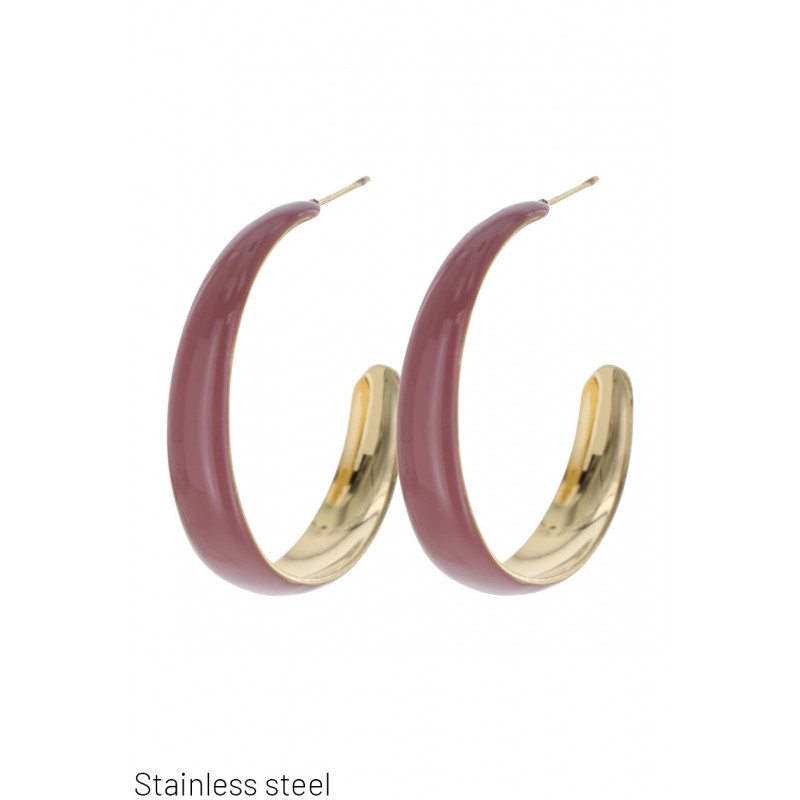 STEEL EARRINGS, COLORED ROUND SHAPE