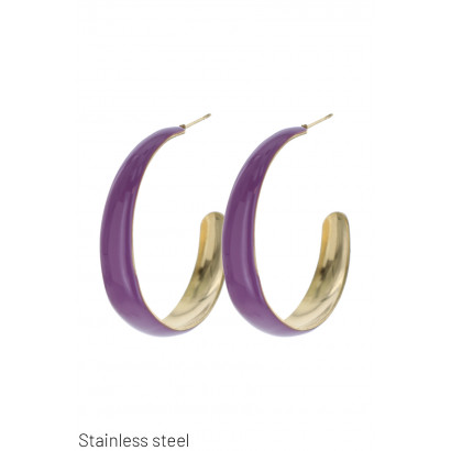 STEEL EARRINGS, COLORED ROUND SHAPE