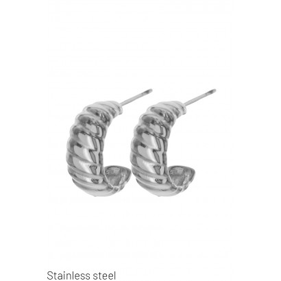 EAR. STAINL. STEEL HALF-MOON SHAPE, TWISTED