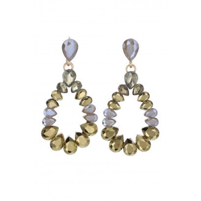 BOUCLES D'OREILLE PENDENT. FORME DE GOUTTE, STRASS