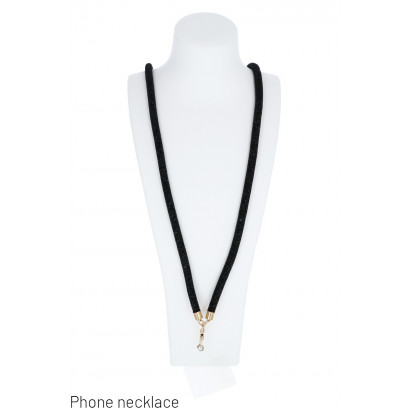 COLLIER TÉLÉPHONE EN COTE DE MAILLE NYLON, STRASS