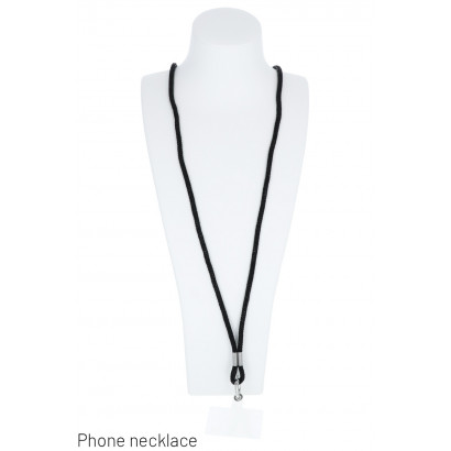 COLLIER TÉLÉPHONE EN COTE DE MAILLE NYLON, STRASS