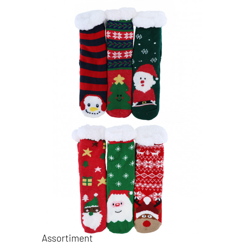 SET 6 CHAUSSETTES: PÈRE NOËL, CERFS, COUERS, SAPIN