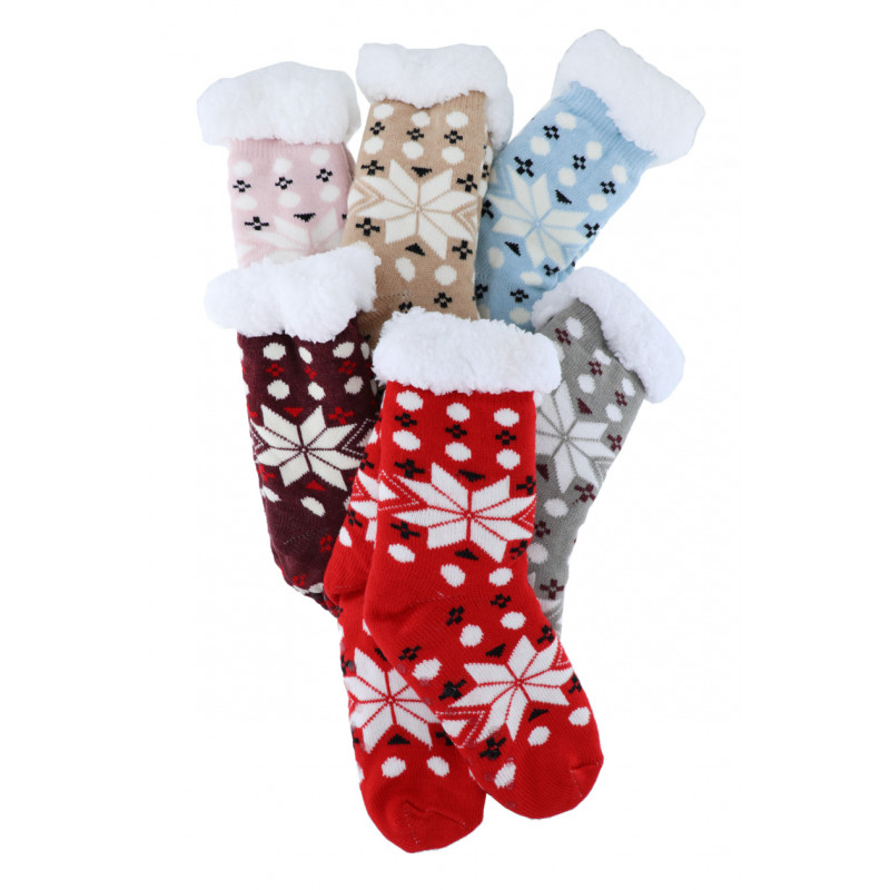 SET 6 CHAUSSETTES, FLOCONS ET POIS IMPRIMES