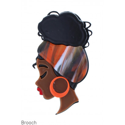 BROCHE MET DAME MET AFRICANSESTIJL