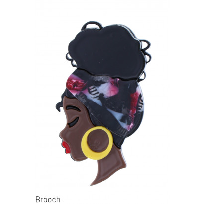 BROCHE MET DAME MET AFRICANSESTIJL