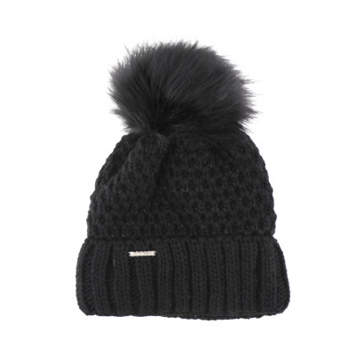 KNITTED HAT WITH  LUREX AND POMPOM