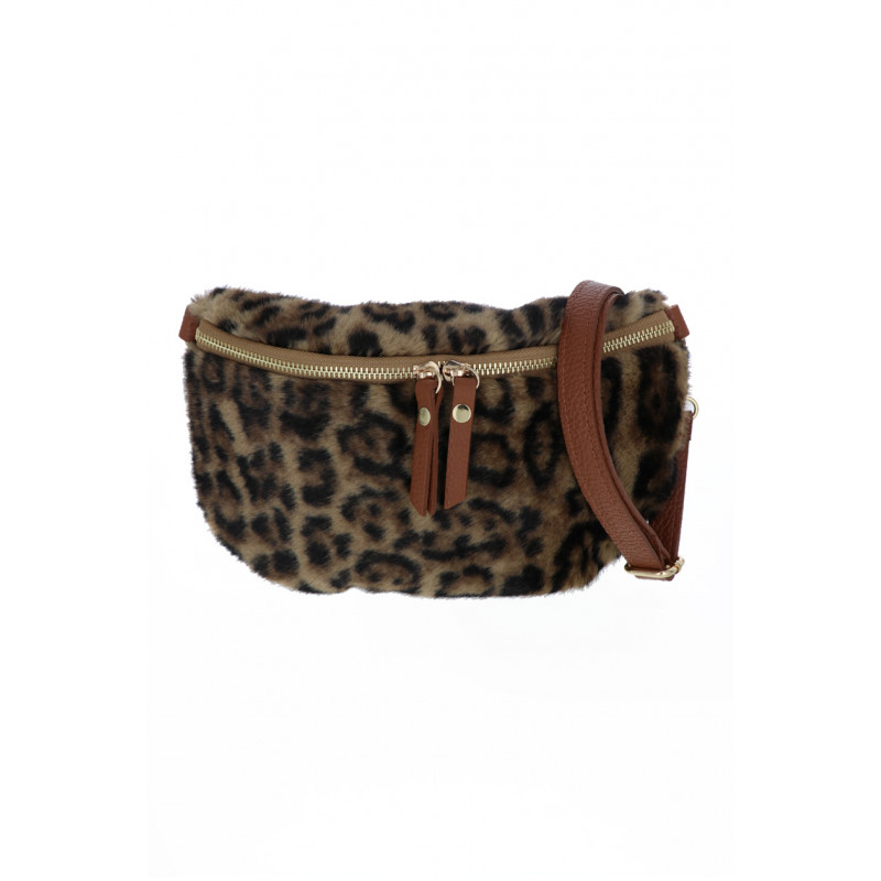 FANLY, FAKE FUR WAIST BAG WITH ANIMAL PRINTING