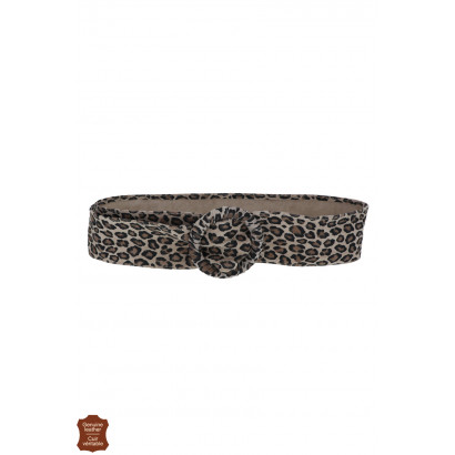 SOFT SUEDE BELT WITH ANIAML PRINT, OBI STYLE