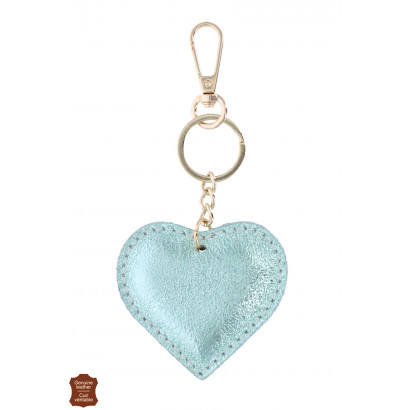 PORTE-CLEFS AVEC COEUR EN CUIR BRILLANT