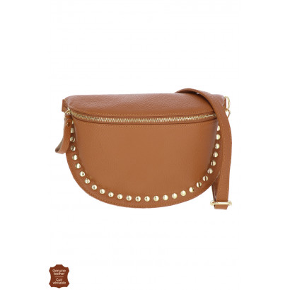 JOYCE, WAIST LEATHER BAG, SOLID COLOR WITH STUDS