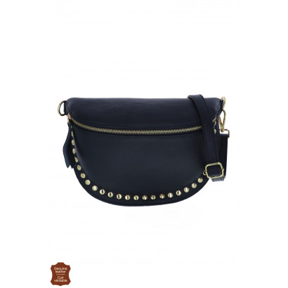 JOYCE, WAIST LEATHER BAG, SOLID COLOR WITH STUDS