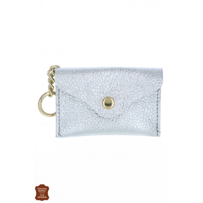 METALIZED EFFECT LEATHER PURSE AND KEYRING