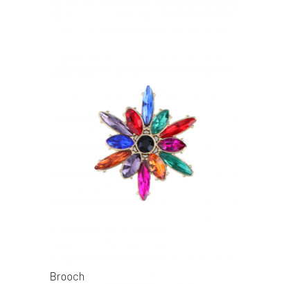 BROOCH FLOWER SHAPE WITH FACETED BEADS