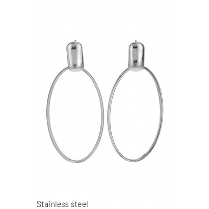 STEEL EARRINGS OVAL SHAPE PENDANT