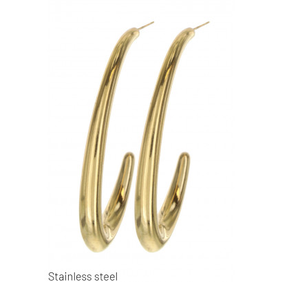 STEEL HOOP EARRINGS OVAL SHAPE