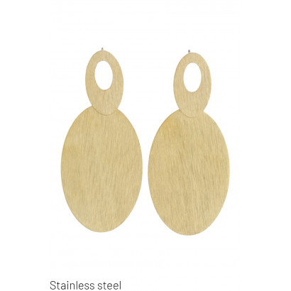 BOUCLES D'OREILLES ACIER BROSSÉ, PEND. FORME OVALE