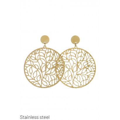 STEEL EARRING ROUND SHAPE WITH FLOWERS