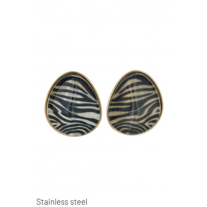 STEEL EARRING DROP SHAPE WITH ANIMAL PRINT