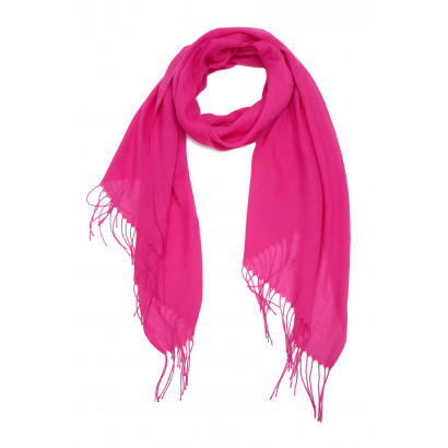 FOULARD COULEUR UNIE AVEC FRANGES