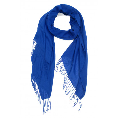 FOULARD COULEUR UNIE AVEC FRANGES