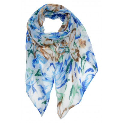 SCARF WITH EXOTIC FLOWER PATTERN