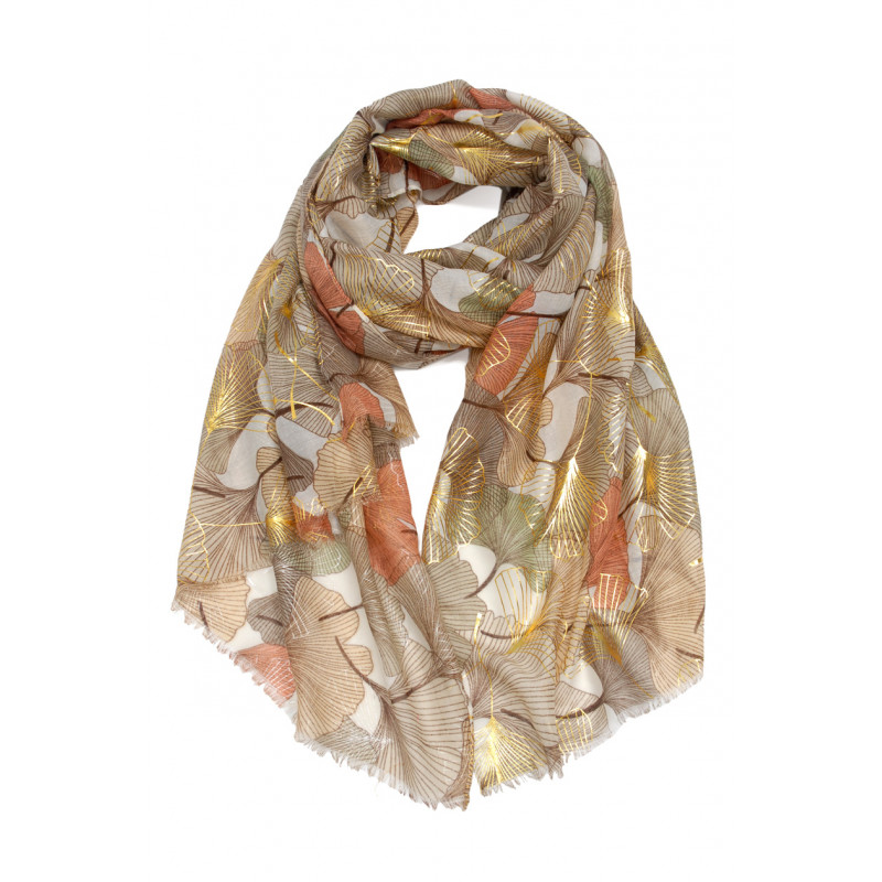 FOULARD AVEC FLEURS AVEC DESSIN METALISE