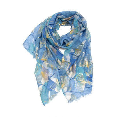 FOULARD AVEC FLEURS AVEC DESSIN METALISE