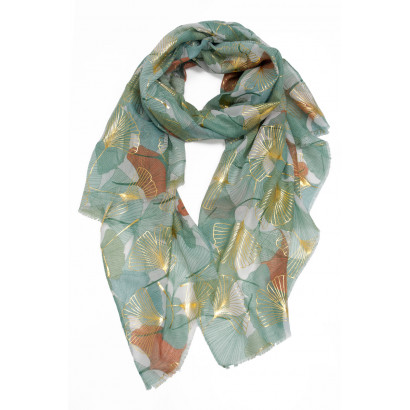 FOULARD AVEC FLEURS AVEC DESSIN METALISE