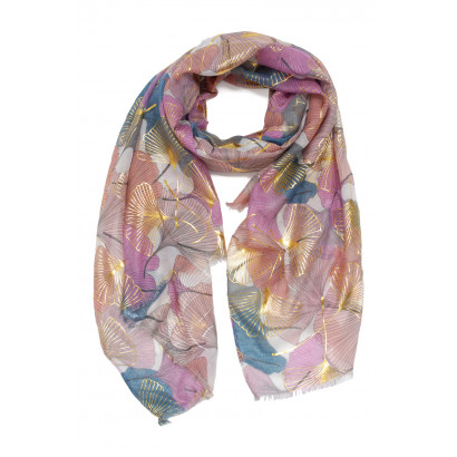 FOULARD AVEC FLEURS AVEC DESSIN METALISE