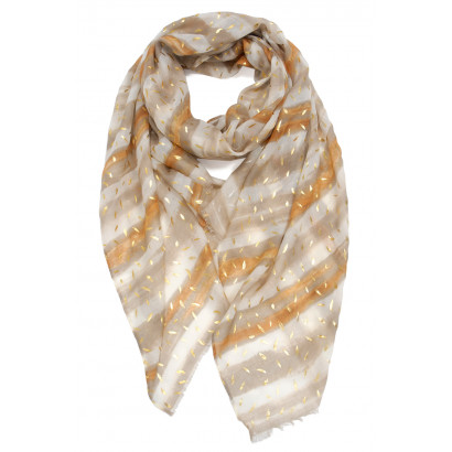 SCARF WITH STRIPES PATTERN AND METALLIZED PRINT