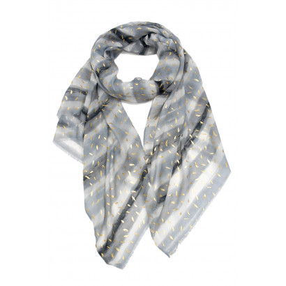 FOULARD AVEC RAYURES ET IMPRIMÉ MÉTALLISÉ