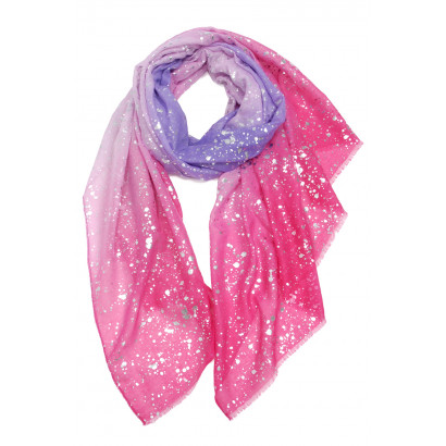 FOULARD EFFET DÉGRADÉ COULEUR, IMPRIMÉ MÉTALLISÉ