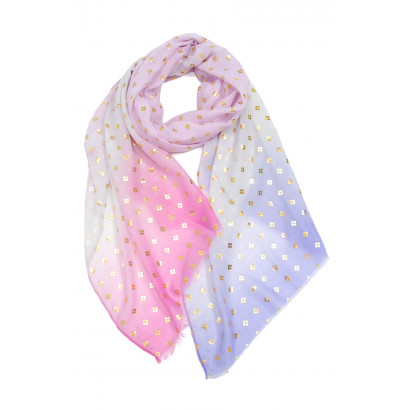 FOULARD EFFET DÉGRADÉ COULEUR, IMPRIMÉ MÉTALLISÉ