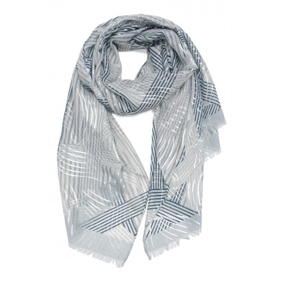 SCARF WITH STRIPES PATTERN AND METALLIZED PRINT