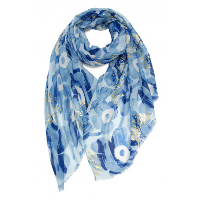 FOULARD AVEC FLEURS AVEC DESSIN METALISE